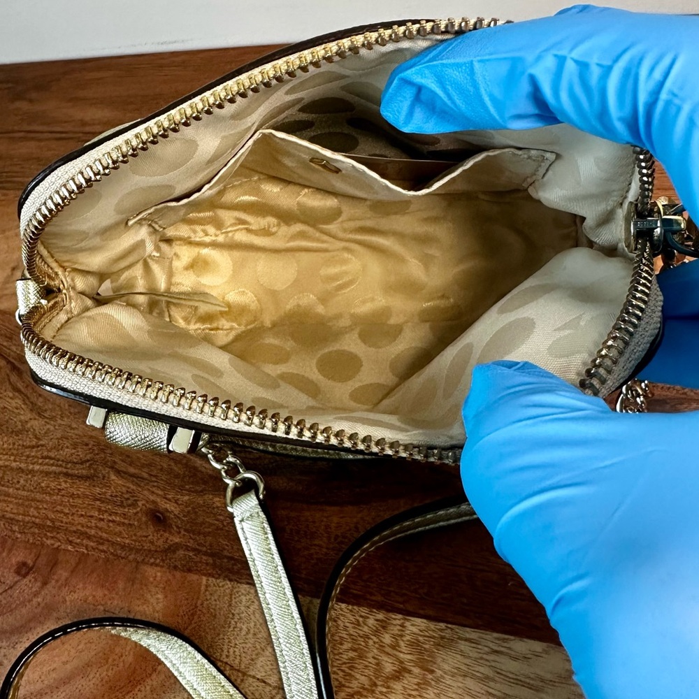 Kate Spade Cedar Street Gold Mini Maise Metallic Leather Crossbody - Picture 6 of 17